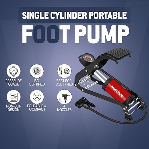 Woscher- 8702 Single Cylinder Portable Foot Pump Air - Image 4