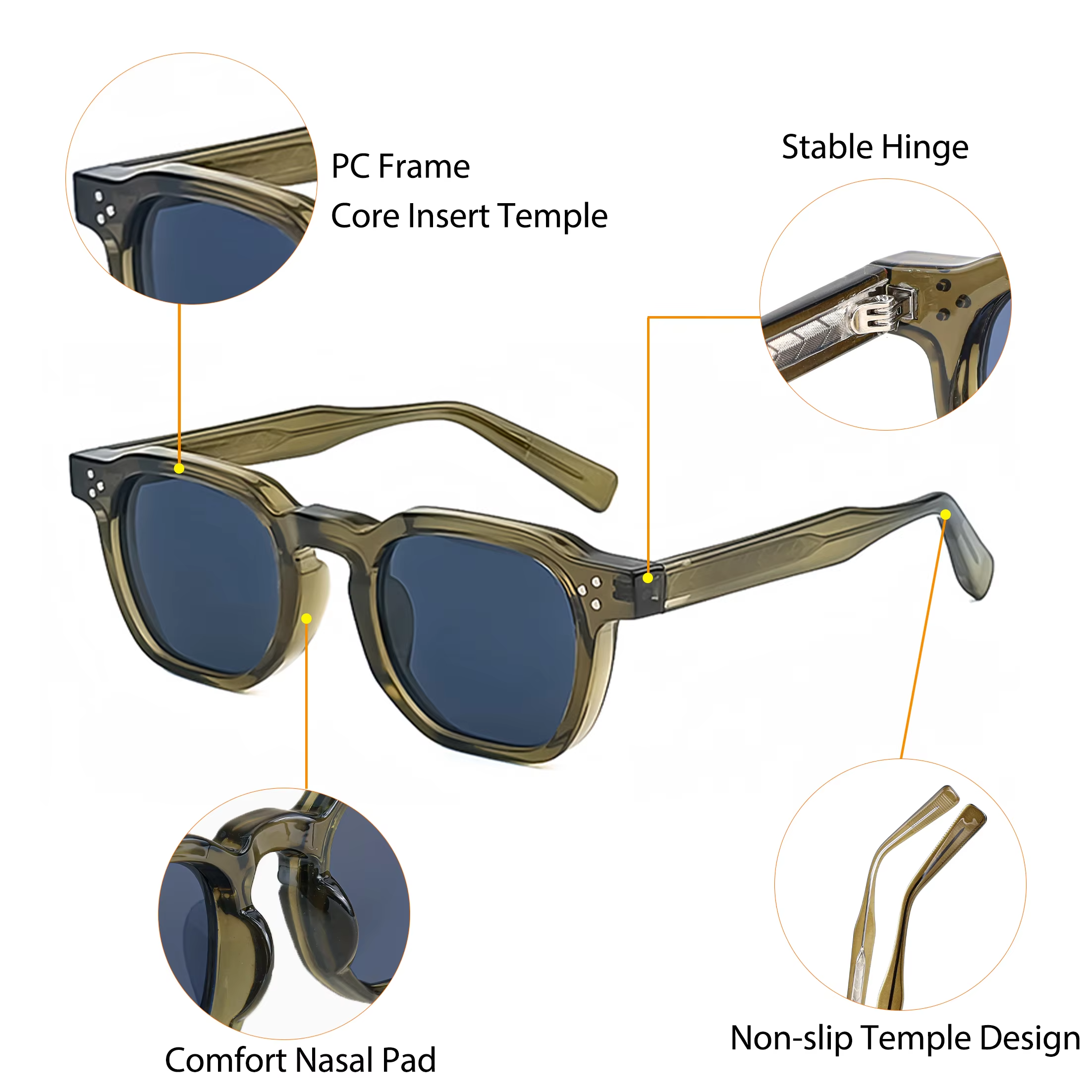 Men Sunglasses Small Frame Square Personalized Design - Image 6