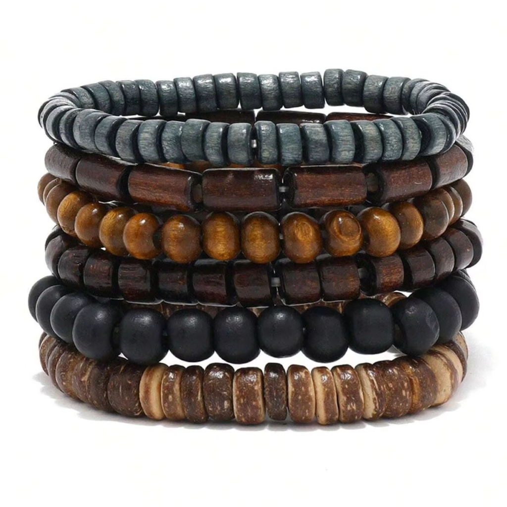 6PCS Wodeen Braided Wrap Leather Bracelet for Men